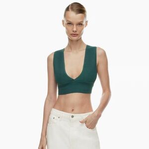 NWT Aritzia | Babaton Sculpt Knit Deep V Tank, Monarch Teal, Size XS